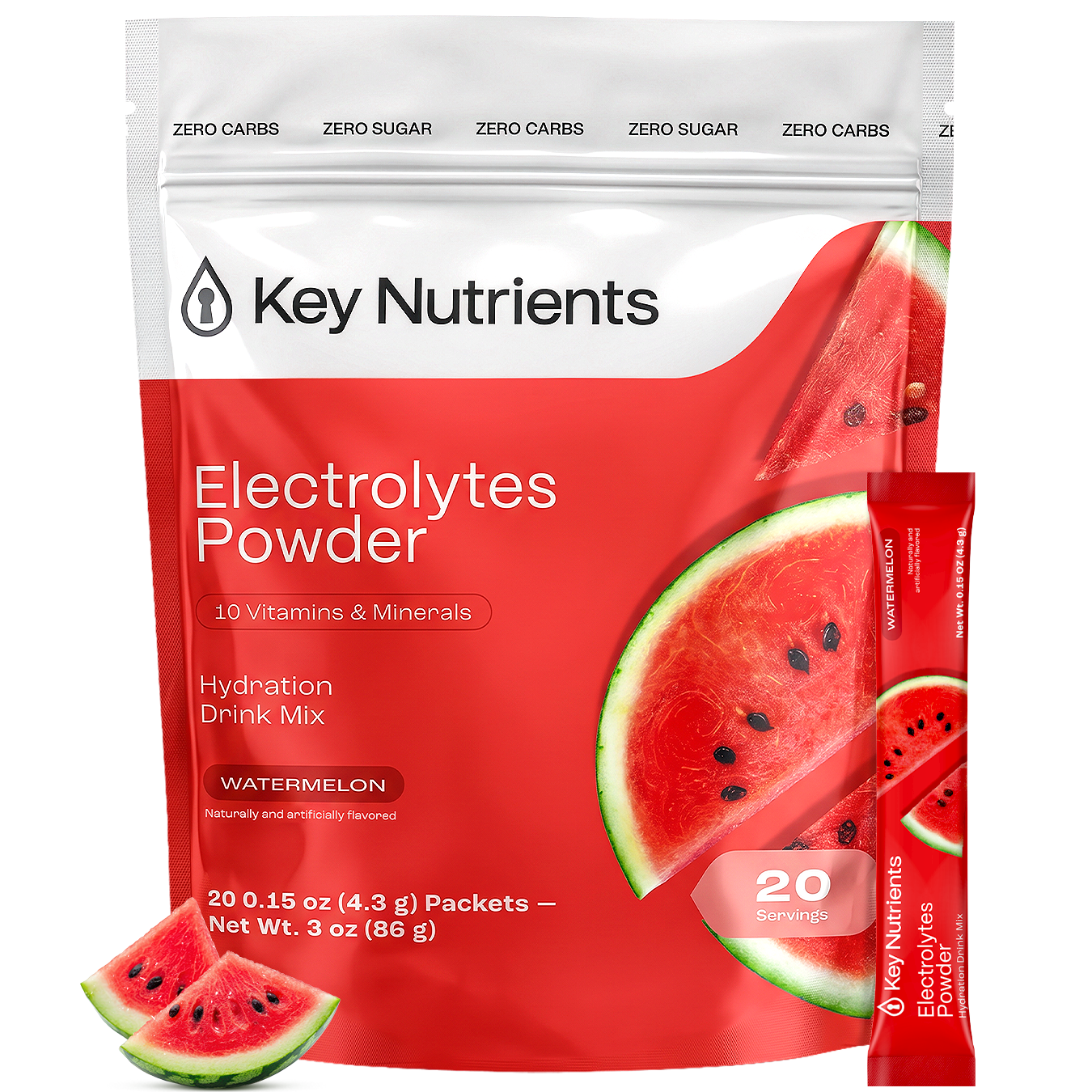 Key Nutrients Electrolyte Recovery Plus Powder in a scoop, showing sugar-free electrolyte supplement for hydration and recovery.
