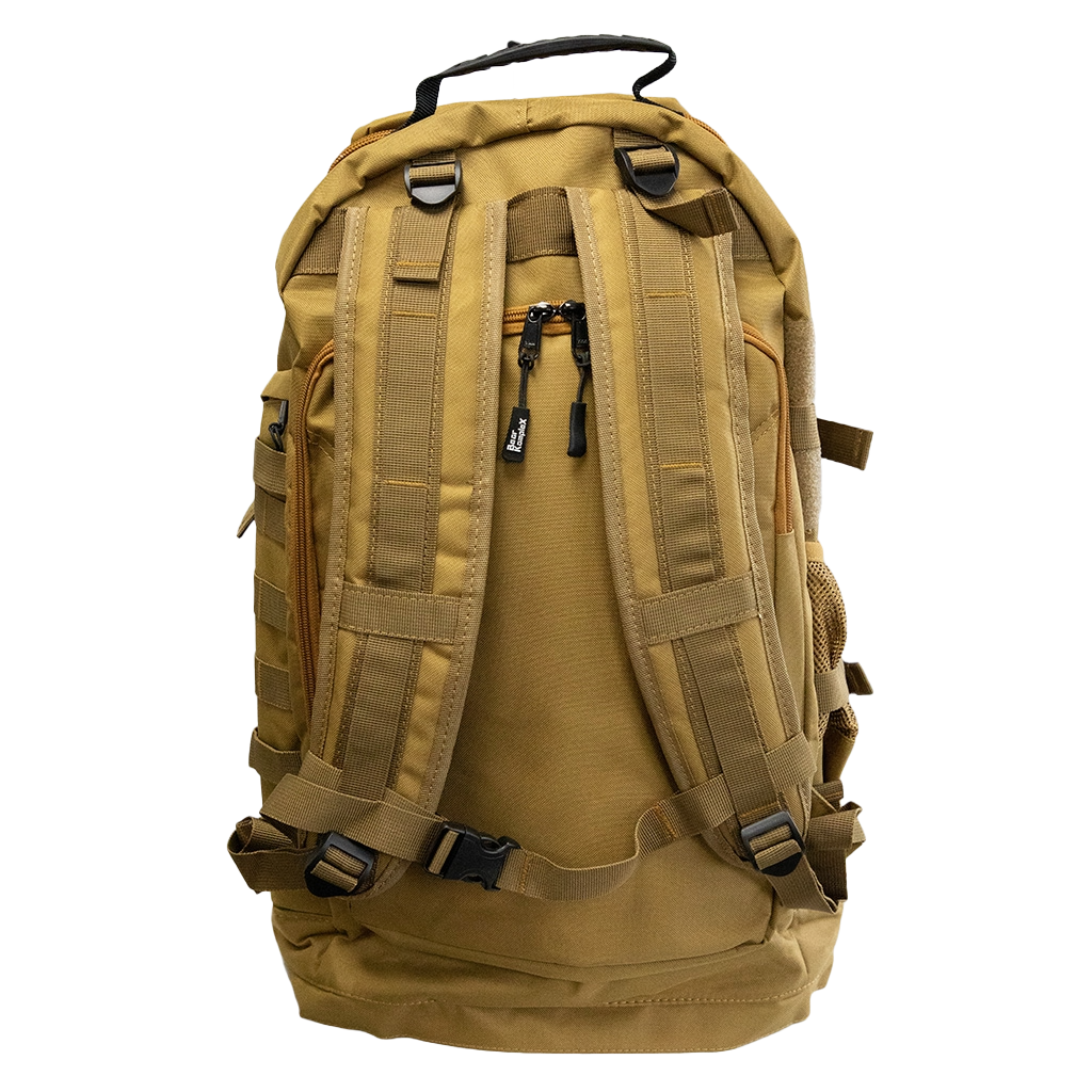 Bear KompleX BKX military backpack showing sturdy fabric, multiple compartments, and adjustable straps for outdoor use.