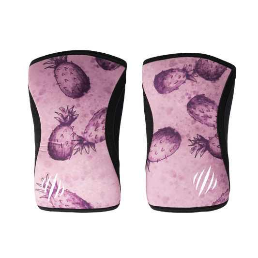 Bear KompleX Bethany Flores signature knee sleeves in pineapple design, providing support and compression for athletic activities.