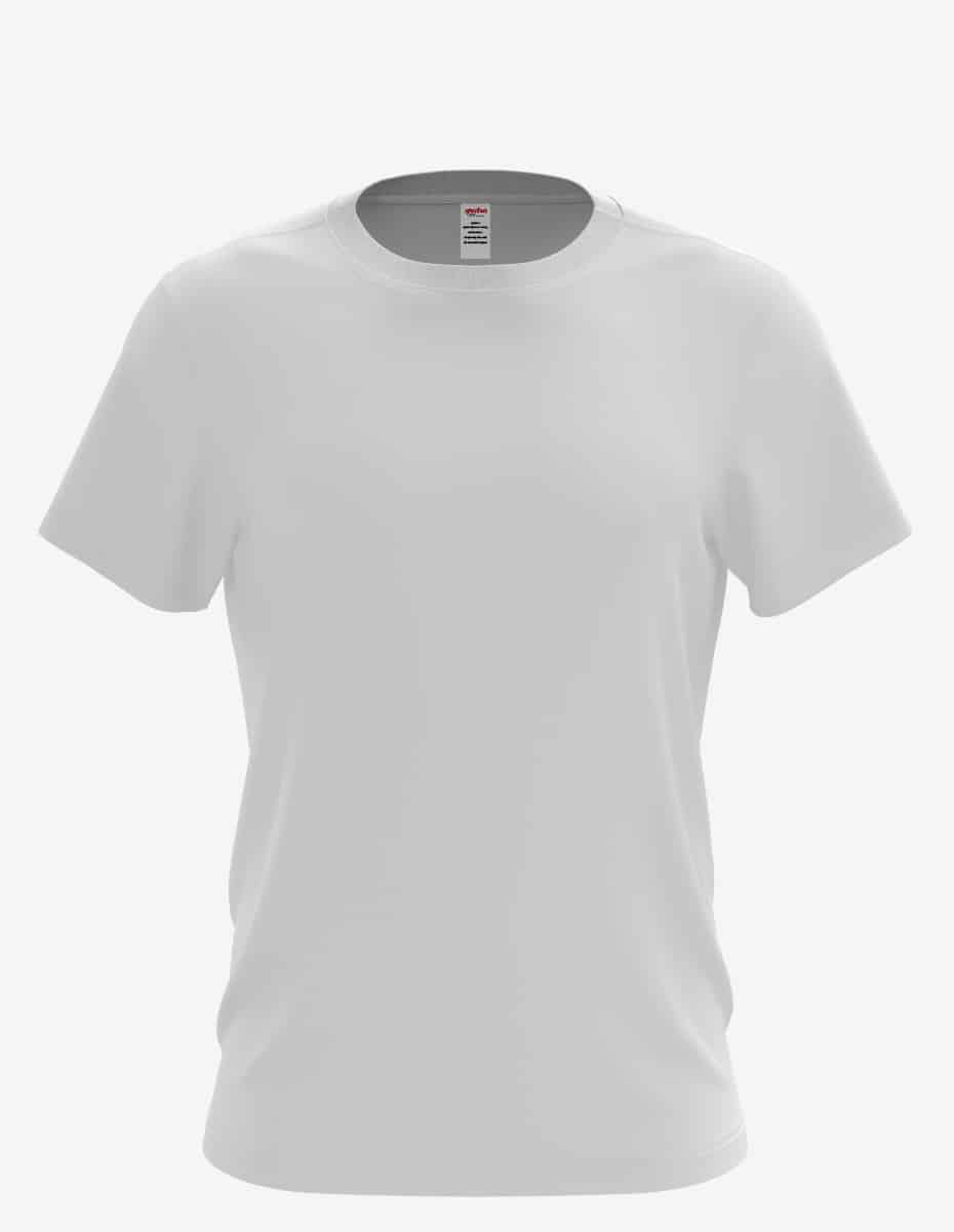 Men's white USA Tee by SpectraUSA, front view showing classic crew neck and simple patriotic design.