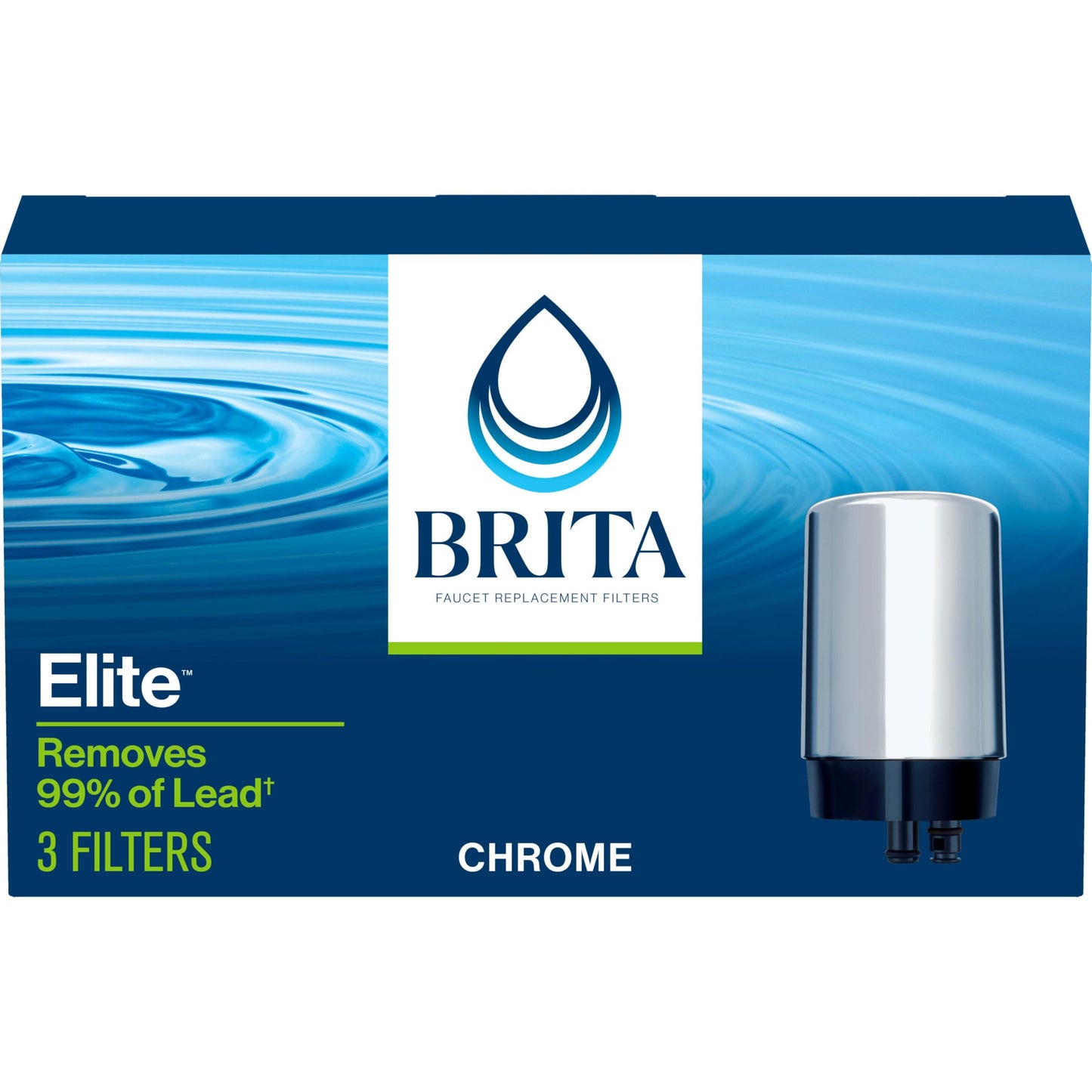 Brita Faucet Mount Water Filter for Sink, Removes 99% of Lead, Elite Filtration System, Includes 1 Replacement Filter, Chrome