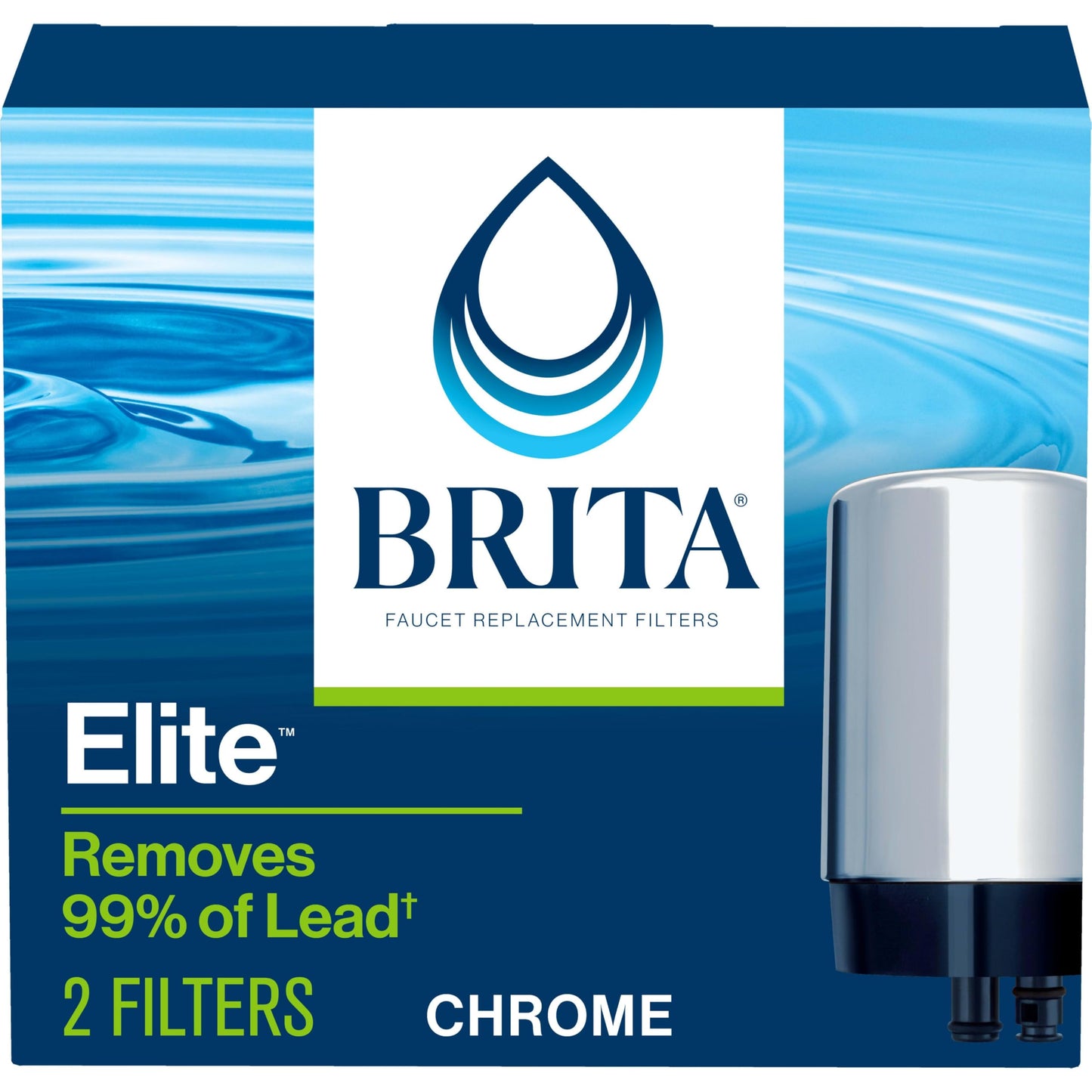 Brita Faucet Mount Water Filter for Sink, Removes 99% of Lead, Elite Filtration System, Includes 1 Replacement Filter, Chrome