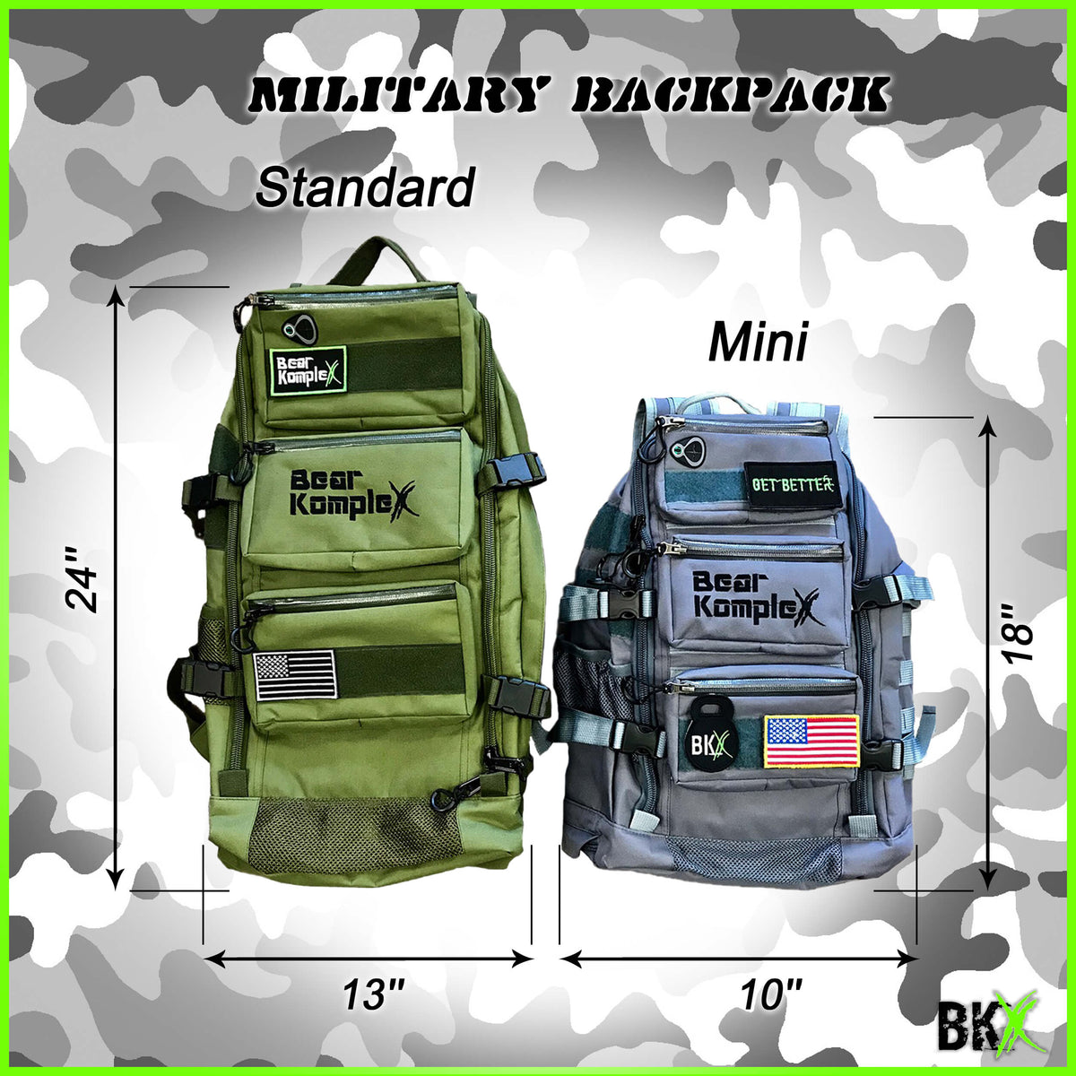 Bear KompleX BKX military backpack with adjustable straps, multiple compartments, and durable design for outdoor and tactical use.