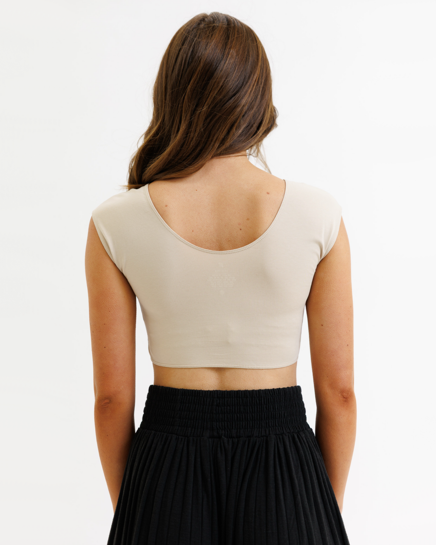 Downeast Demi Tee in nude color, soft cotton short-sleeve tee shirt with a classic fit, displayed on a neutral background.