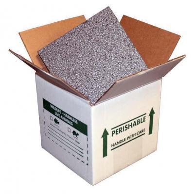 ReptiChip LLC live animal carbon insulated shipping box with black carbon panels for thermal protection of reptiles and amphibians.