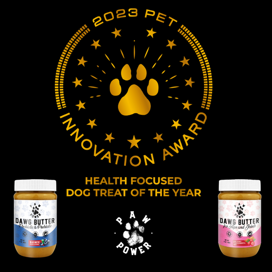 Dawg Butter Original Flavor dog treat spread by Paw Power Nutrition in a jar with a smooth, creamy texture.