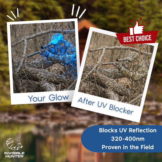 Zone Protects Invisible Hunter UV Blocker Mistosol scent control spray applied to skin for odor protection and UV shielding.