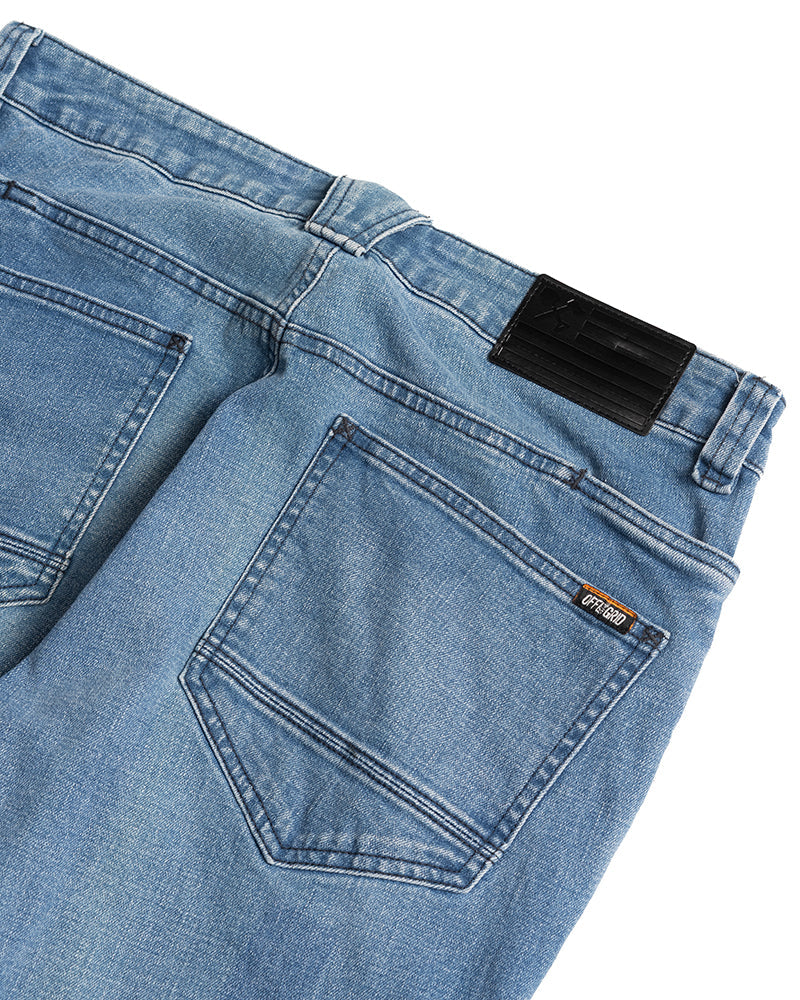 Men's Off The Grid Surplus Hideout Denim Boot Cut jeans in vintage wash, showcasing classic denim fabric and boot cut style.