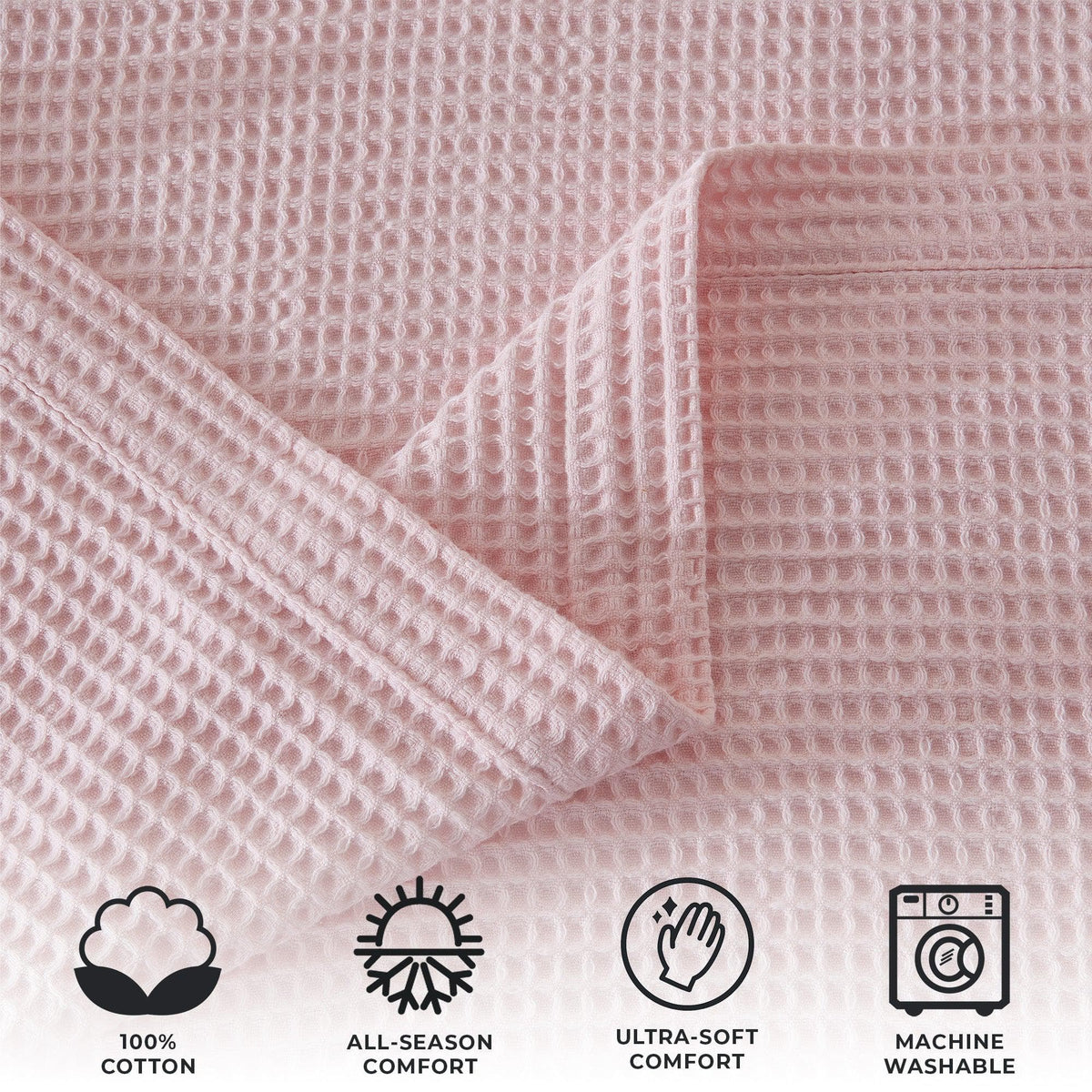 Great Bay Home 100% cotton waffle weave blanket from the Mikala Collection, soft and cozy for bedding or lounge use.