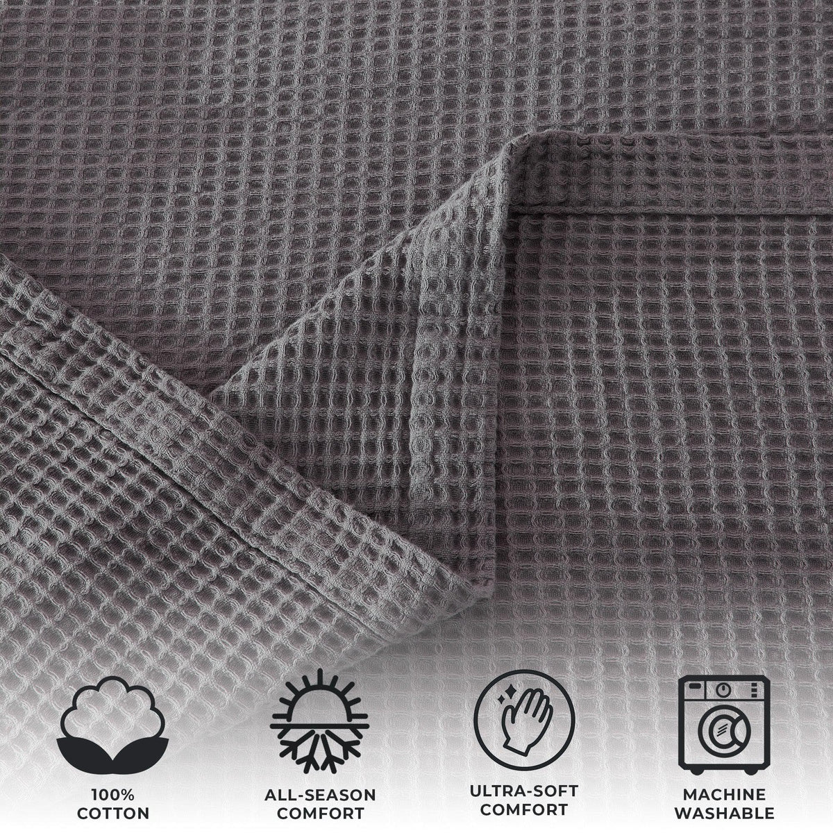 Soft 100% cotton waffle weave blanket from the Mikala Collection by Great Bay Home, shown in natural beige color.