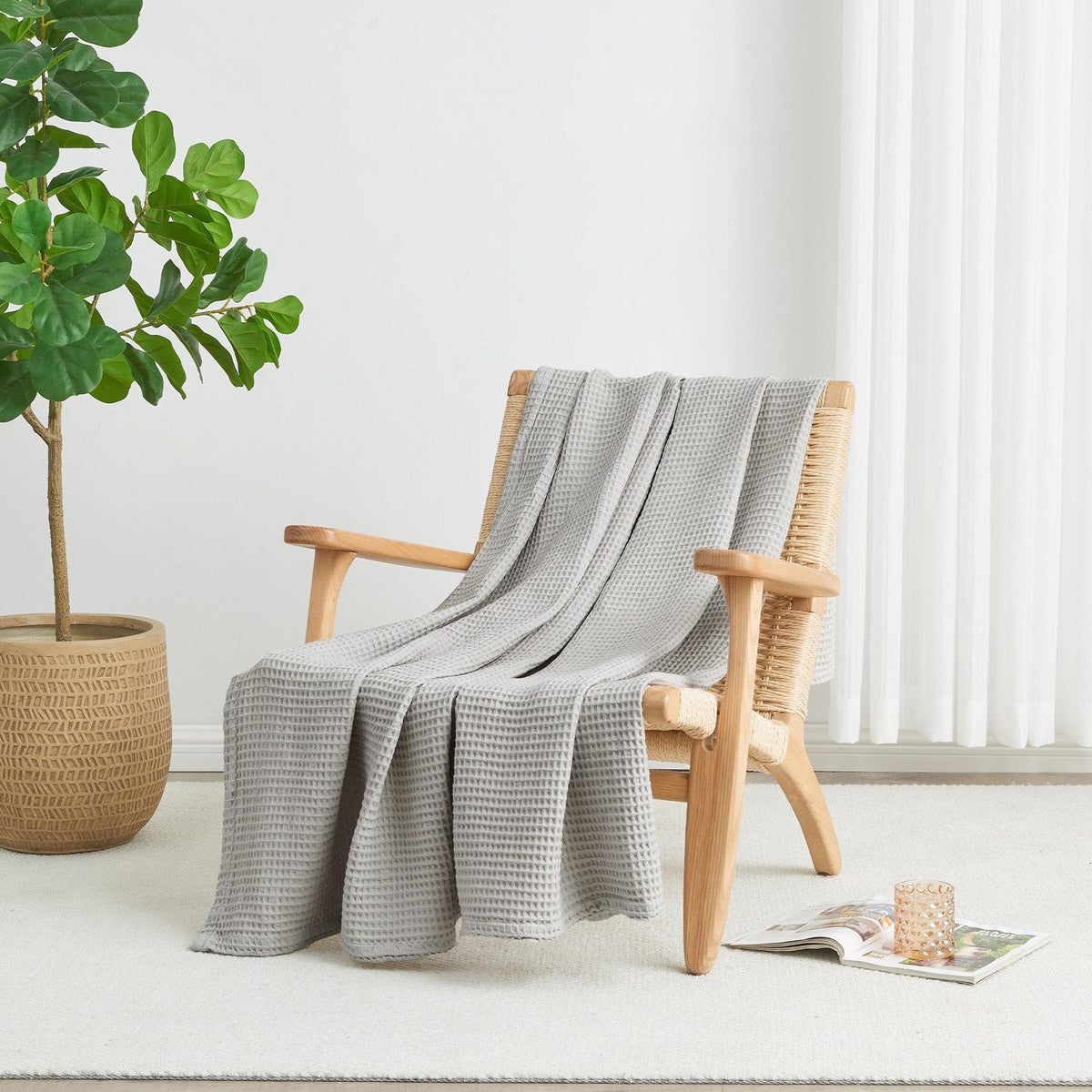 Soft 100% cotton waffle weave blanket from the Mikala Collection by Great Bay Home, featuring a cozy textured design.