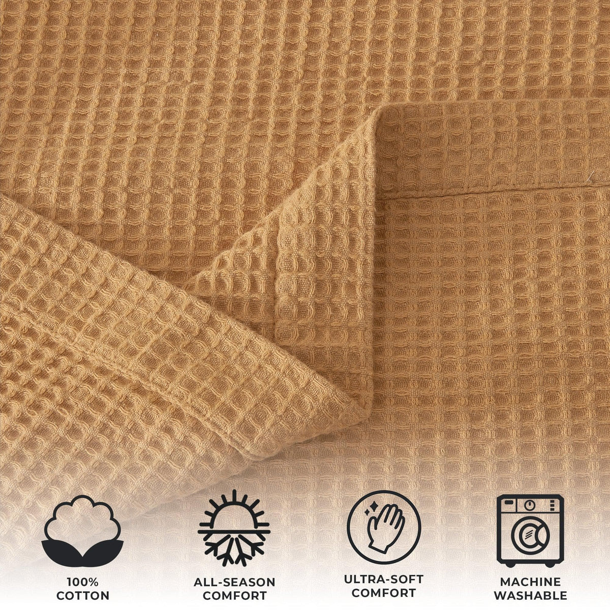 100% cotton waffle weave blanket from the Mikala Collection by Great Bay Home, featuring a cozy, textured design.