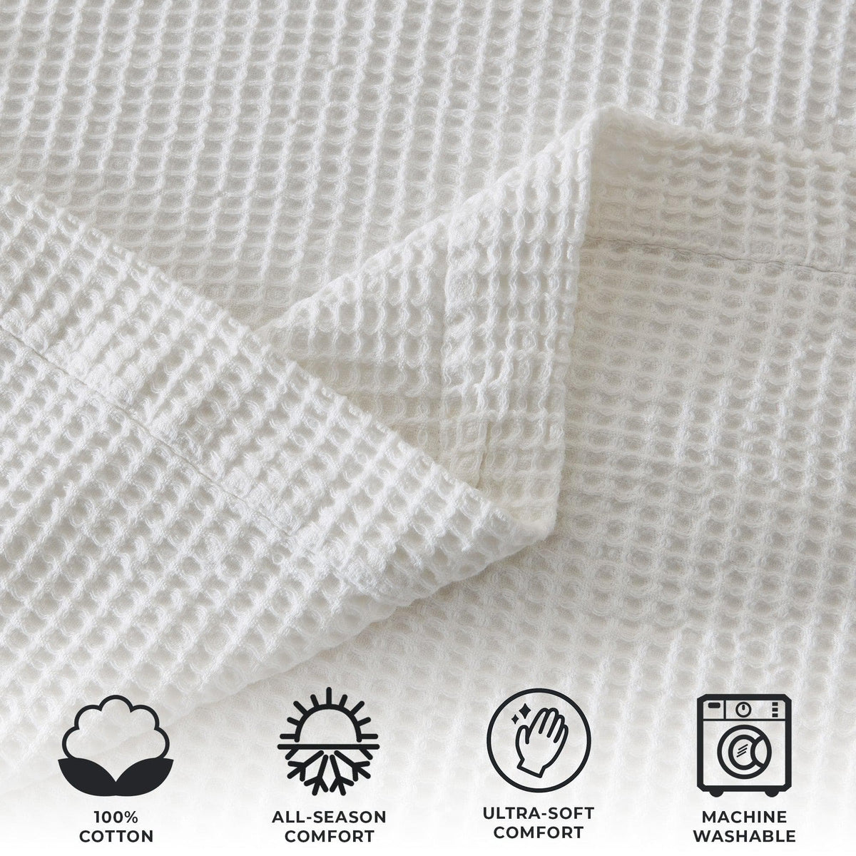 Great Bay Home 100% cotton waffle weave blanket from the Mikala Collection, showing soft textured fabric and cozy design.