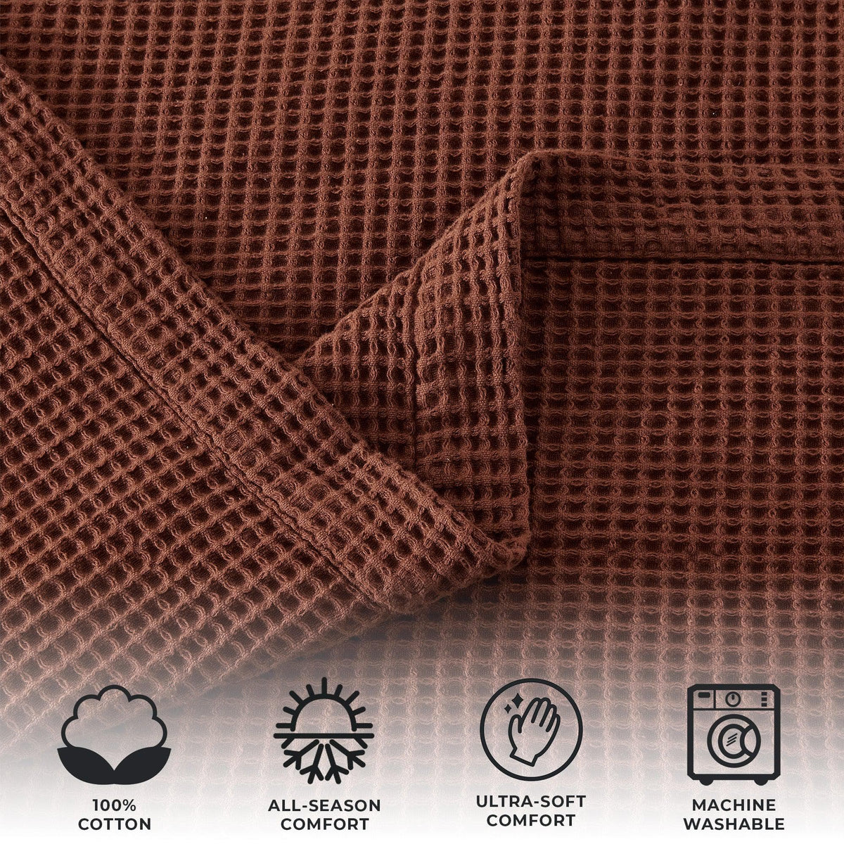Soft 100% cotton waffle weave blanket from Great Bay Home Mikala Collection, showcasing cozy texture and neutral color.