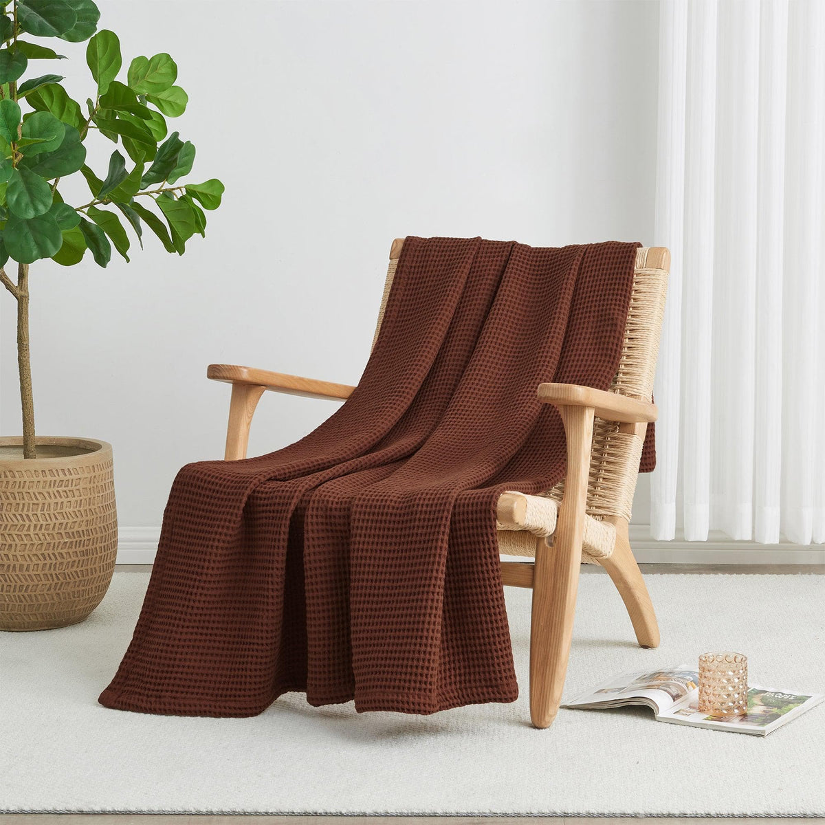 Cotton waffle weave blanket from the Mikala Collection by Great Bay Home, soft and breathable for cozy comfort.