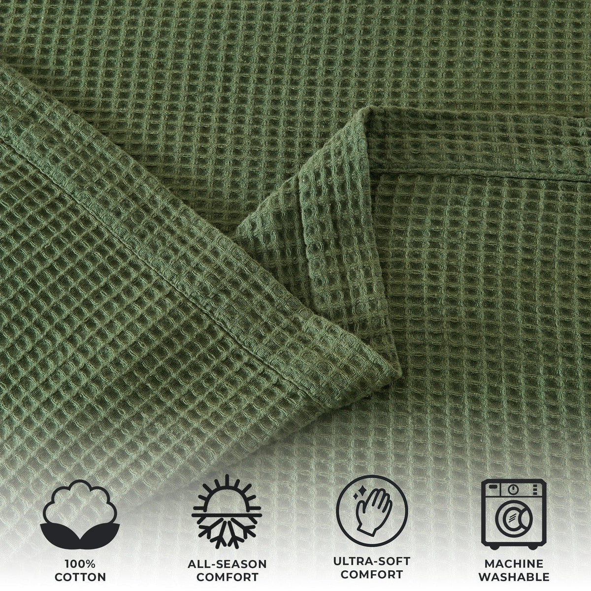 Cream-colored 100% cotton waffle weave blanket from Great Bay Home's Mikala Collection, showcasing soft, textured fabric.