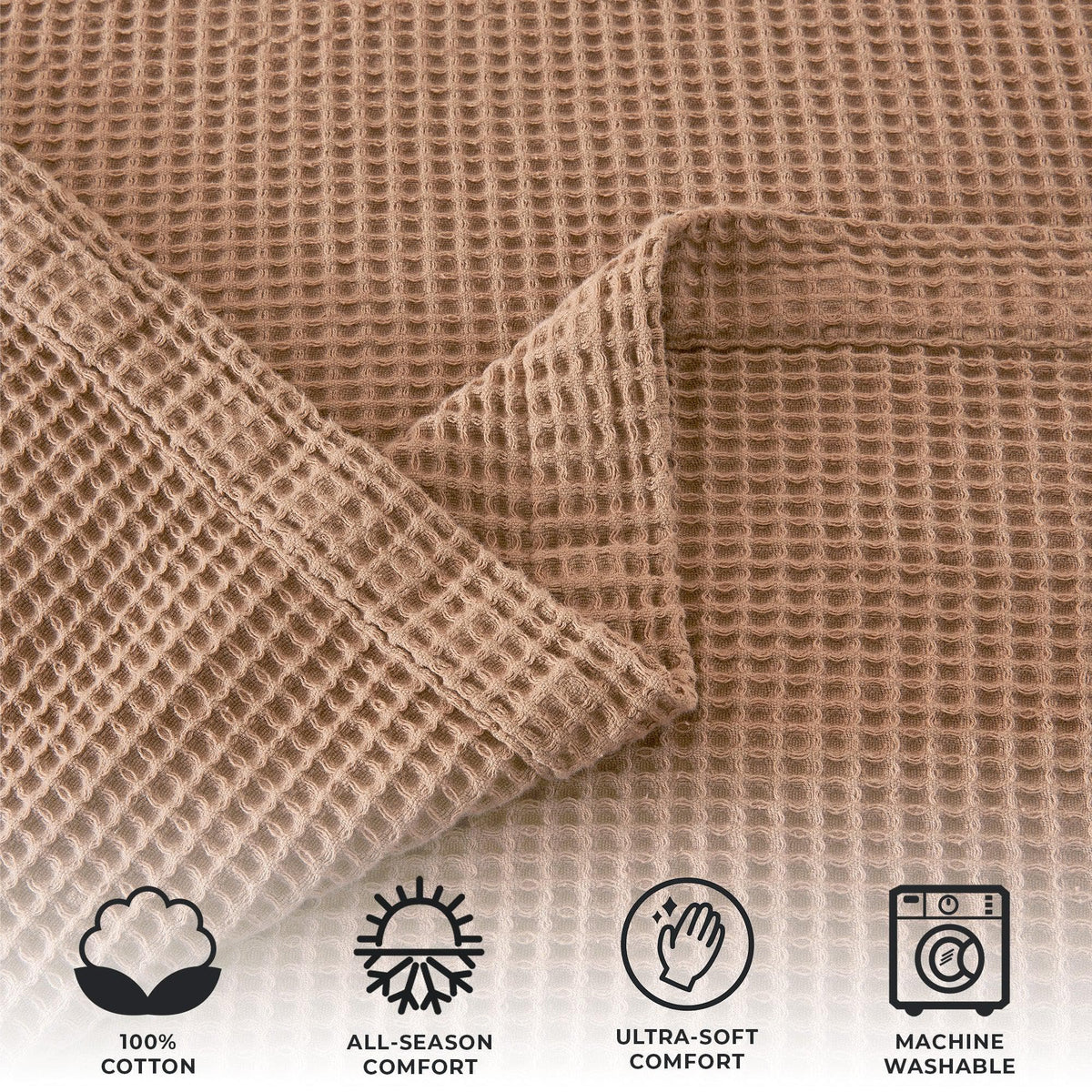 Soft 100% cotton waffle weave blanket from the Mikala Collection by Great Bay Home, showcasing its textured pattern and cozy design.