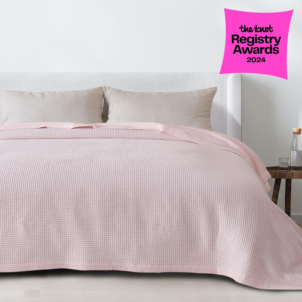 Soft 100% cotton waffle weave blanket from Great Bay Home's Mikala Collection, featuring a cozy textured design.
