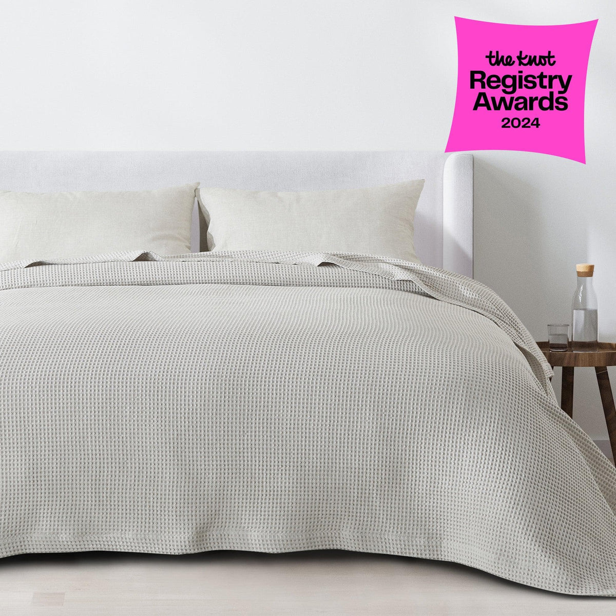 Soft 100% cotton waffle weave blanket from the Mikala Collection by Great Bay Home, displayed in a cozy setting.