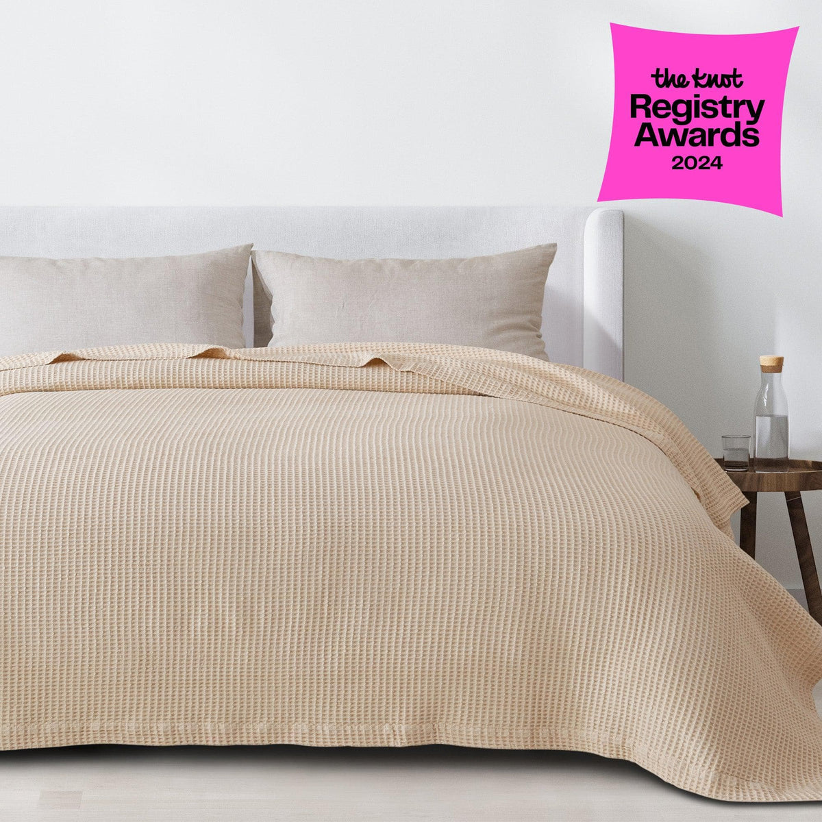 100% cotton waffle weave blanket from Great Bay Home Mikala Collection, showing soft texture and classic pattern.
