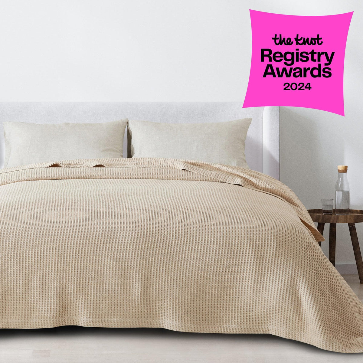 Soft 100% cotton waffle weave blanket from the Mikala Collection by Great Bay Home, showing its textured, cozy design.