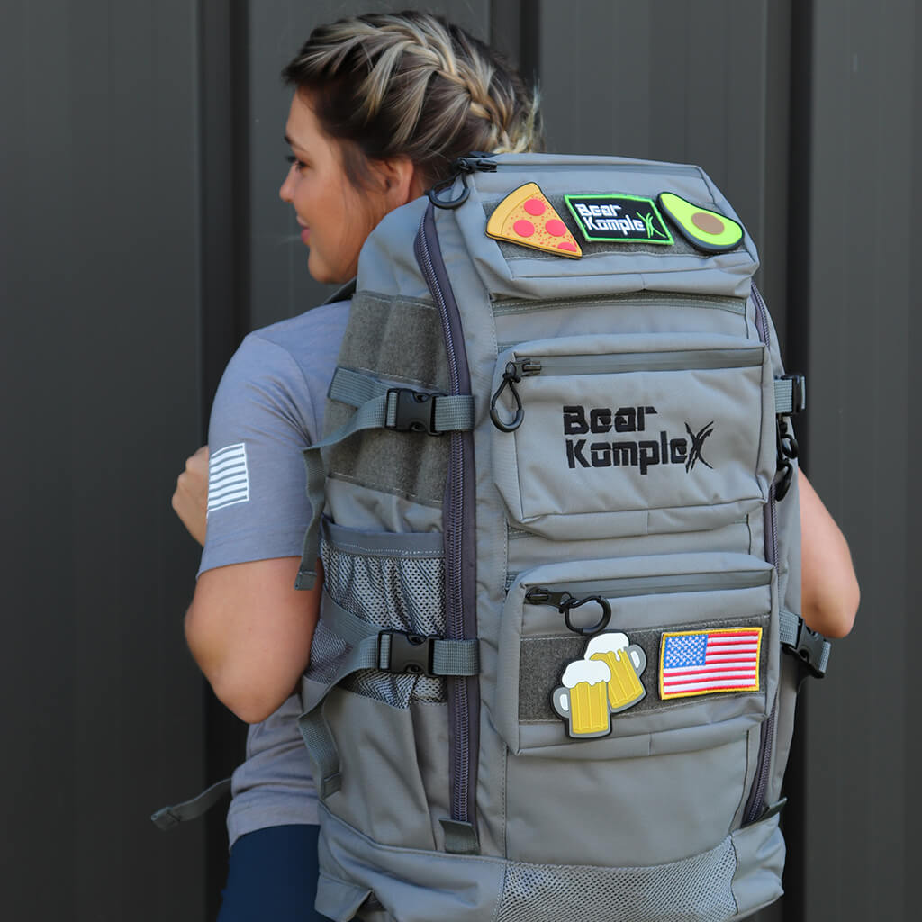Grey Bear KompleX BKX military backpack showing padded shoulder straps and multiple compartments for outdoor and tactical use.