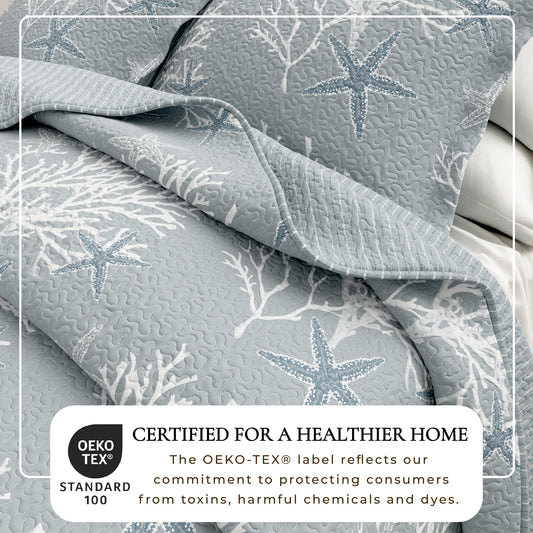 Great Bay Home Fenwick Collection quilt set with a patterned design, featuring soft bedding and decorative pillows.