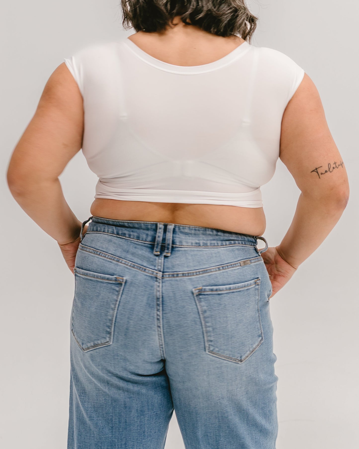 Halftee Layering Fashions classic basic cap sleeve top, featuring a simple, fitted design in neutral fabric.