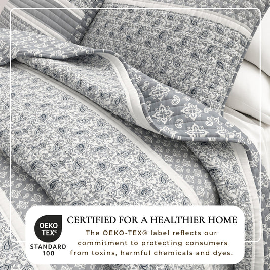 Stripe quilt from the Kadi Collection by Great Bay Home, featuring a stylish striped pattern on a cozy comforter.