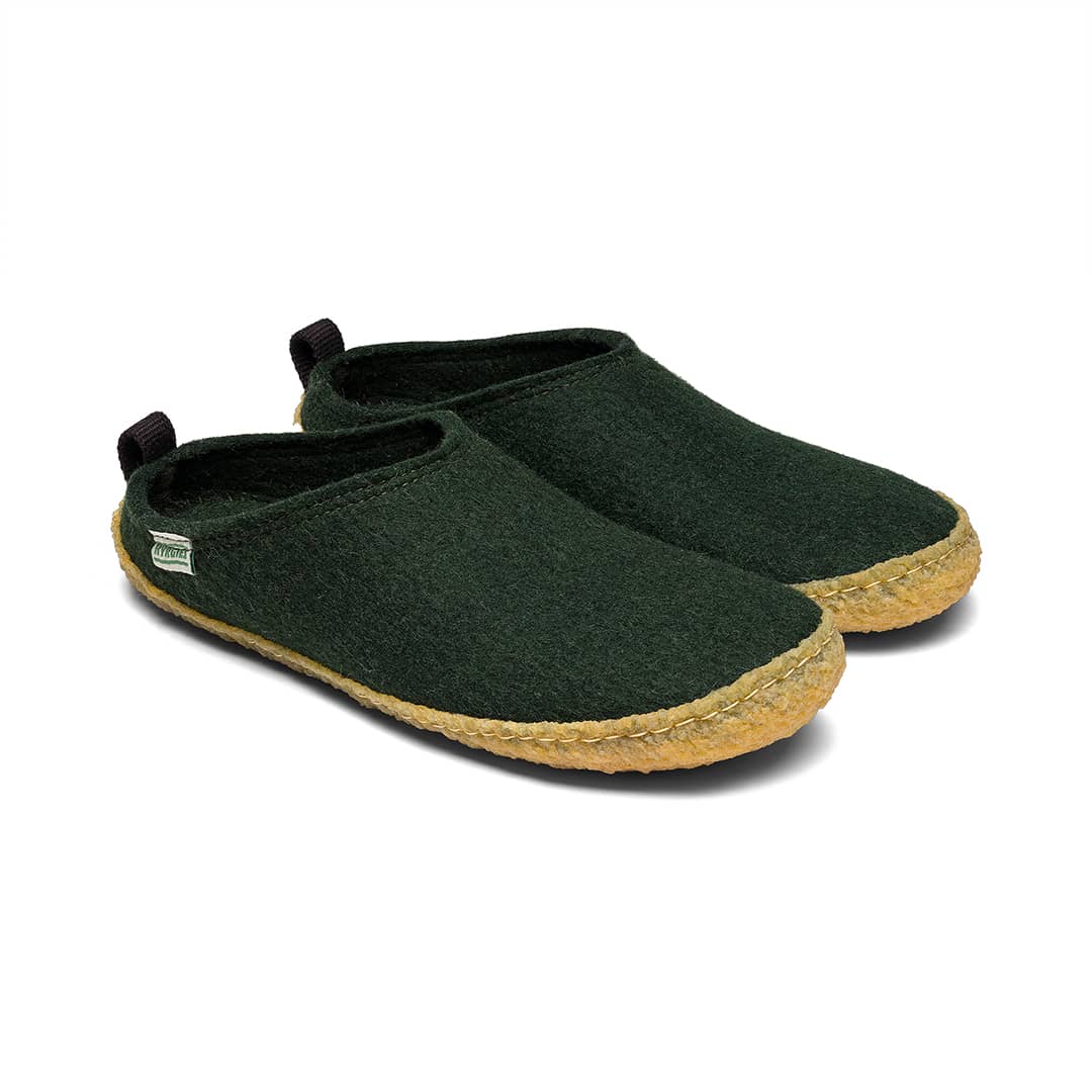 Kyrgies outdoor wool slides featuring soft wool upper, sturdy sole, and slip-on design for comfortable outdoor wear.