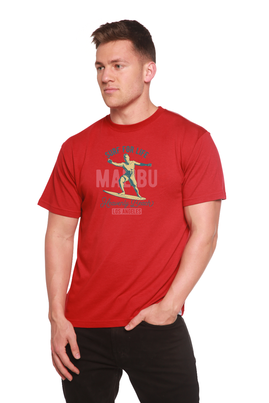 Spun Bamboo men's graphic T-shirt made of bamboo viscose and organic cotton with a casual short sleeve design.