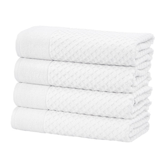 Gray cotton diamond waffle weave bath towel set from Great Bay Home’s Grayson Collection, showing soft, textured towels.