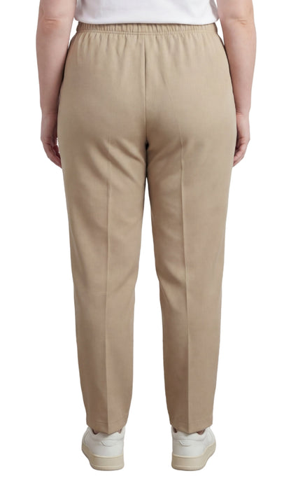 Womens Classic Poly Knit Pants - Pull On Slacks with Elastic Waist