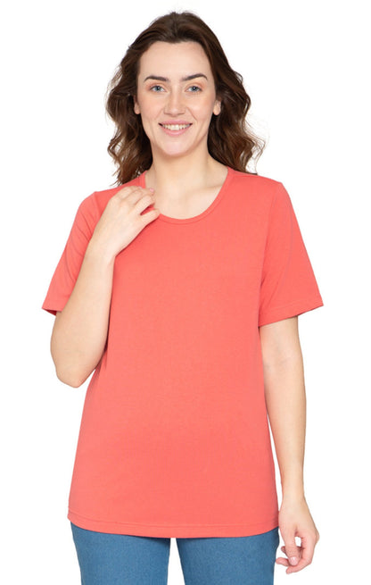 Women's Relaxed Fit Short-Sleeve Crew neck knit Tee Shirt