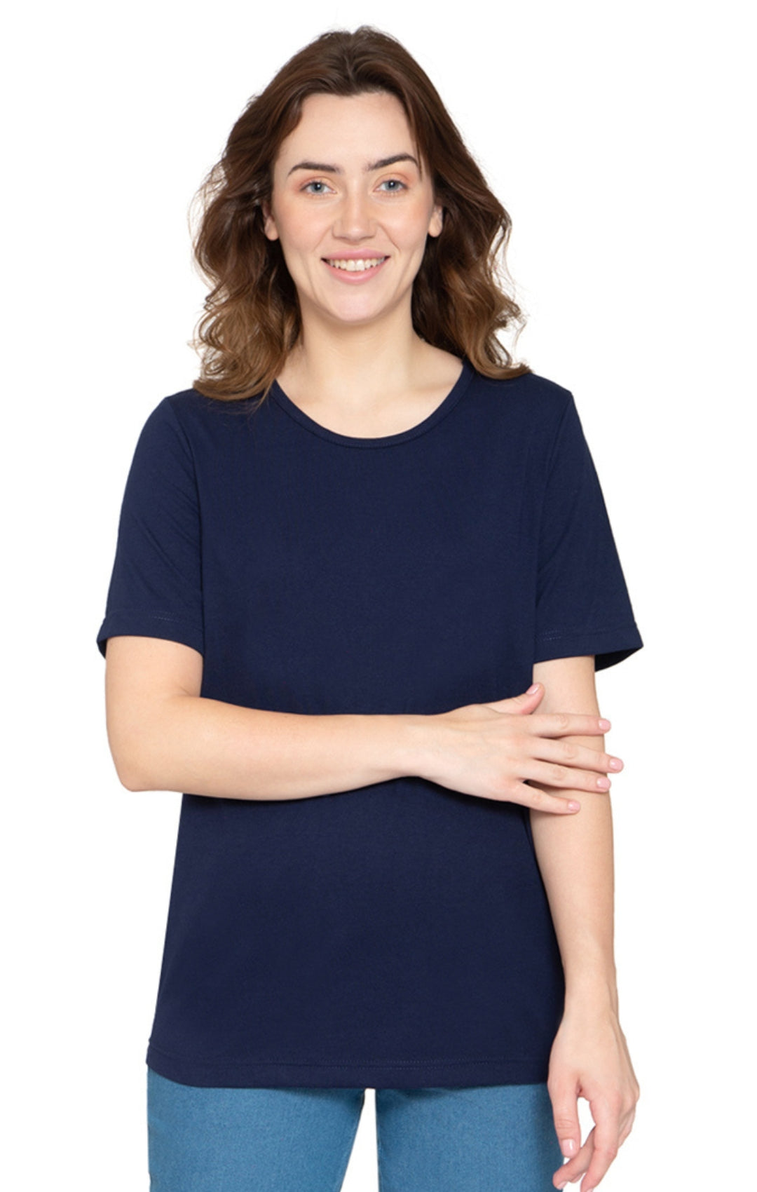 Women's Relaxed Fit Short-Sleeve Crew neck knit Tee Shirt