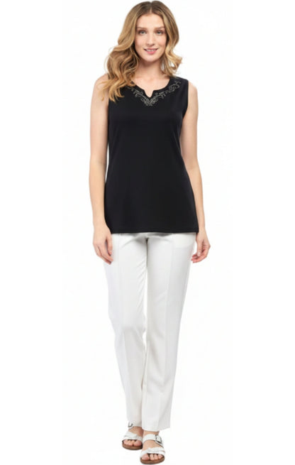 Women's Rhinestone Notch V-neck Knitted Tank Top