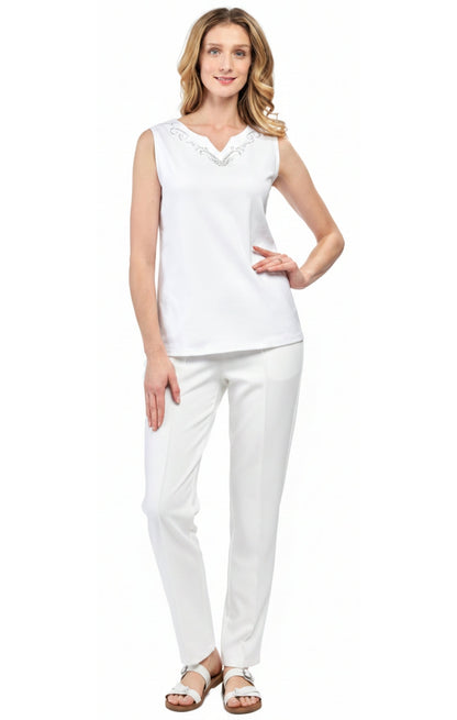 Women's Rhinestone Notch V-neck Knitted Tank Top