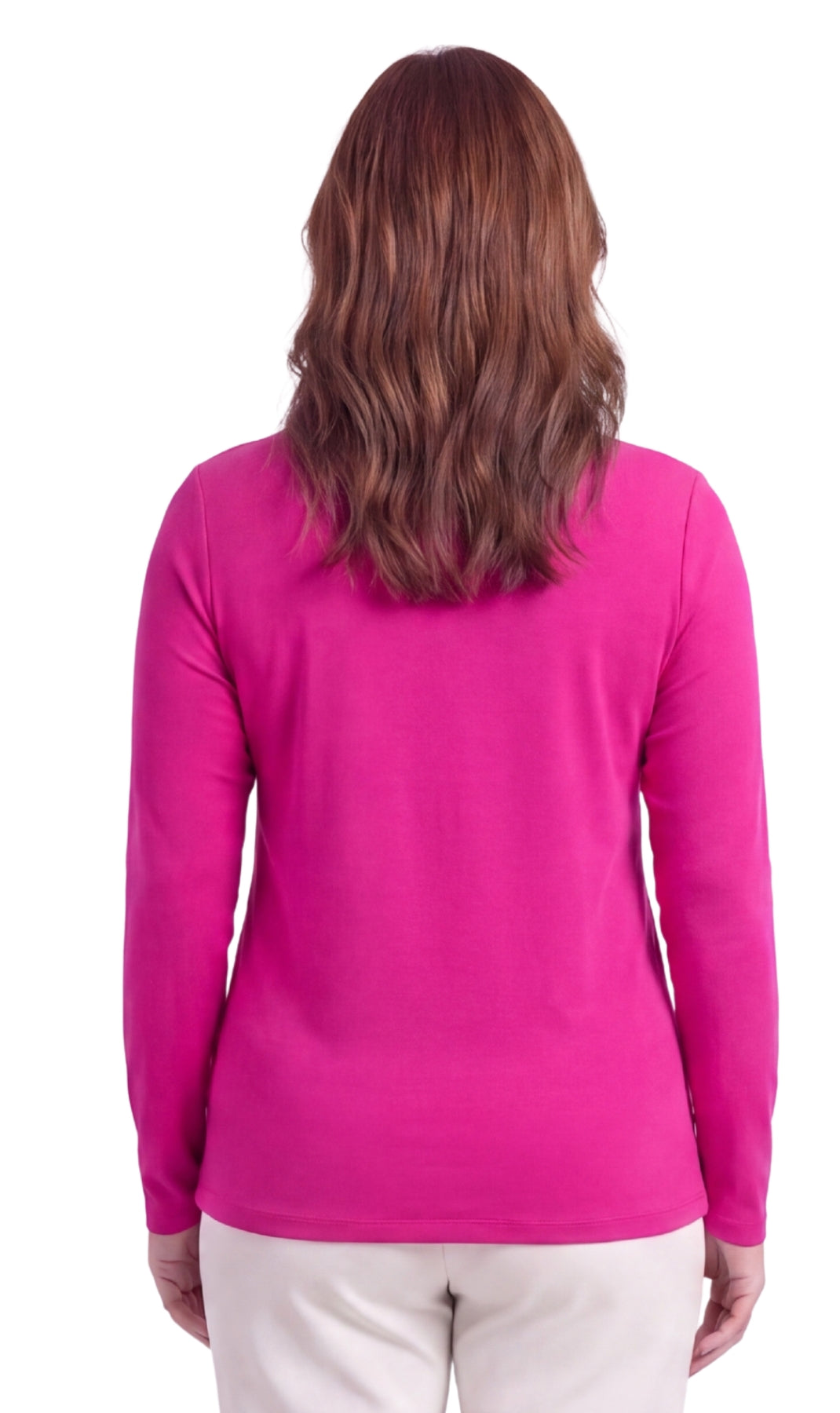 Women's Long Sleeve Cotton Blend Mock Neck Top - An All-Season Essential