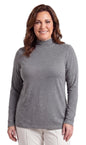 Women's Long Sleeve Cotton Blend Mock Neck Top - An All-Season Essential