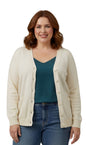 Women's Soft Cotton Button-Up Cardigan Crewneck Sweater Long Sleeves with Front Pockets