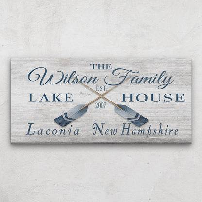 Longitude Latitude Personalized Coordinates Sign, With, Rustic Oars Paddles