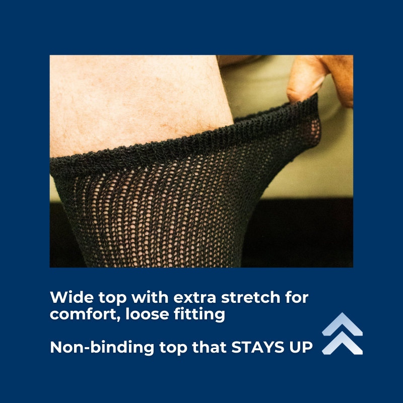 Assorted men's DSC diabetic crew socks made of soft cotton, designed for comfort and support for diabetic feet.