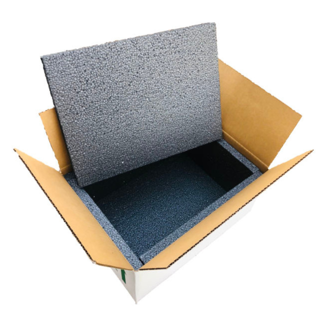 ReptiChip LLC live animal carbon insulated shipping box, 12x9x6 inches, designed for safe animal transport with thermal insulation.