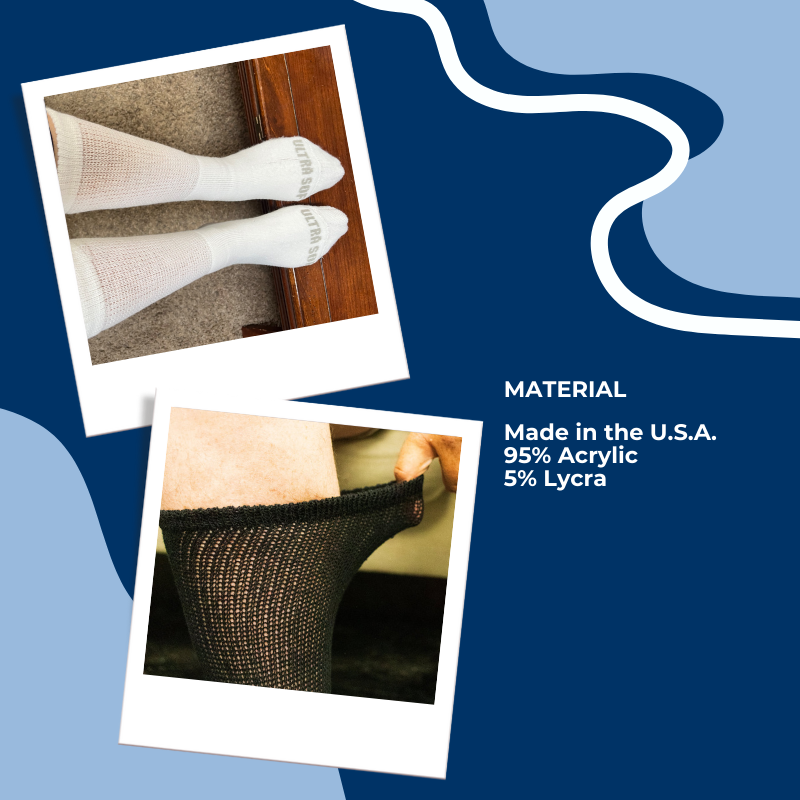 Men's DSC diabetic socks, ultra-soft upper calf support, 4 pairs of comfortable, non-binding diabetic socks for men.