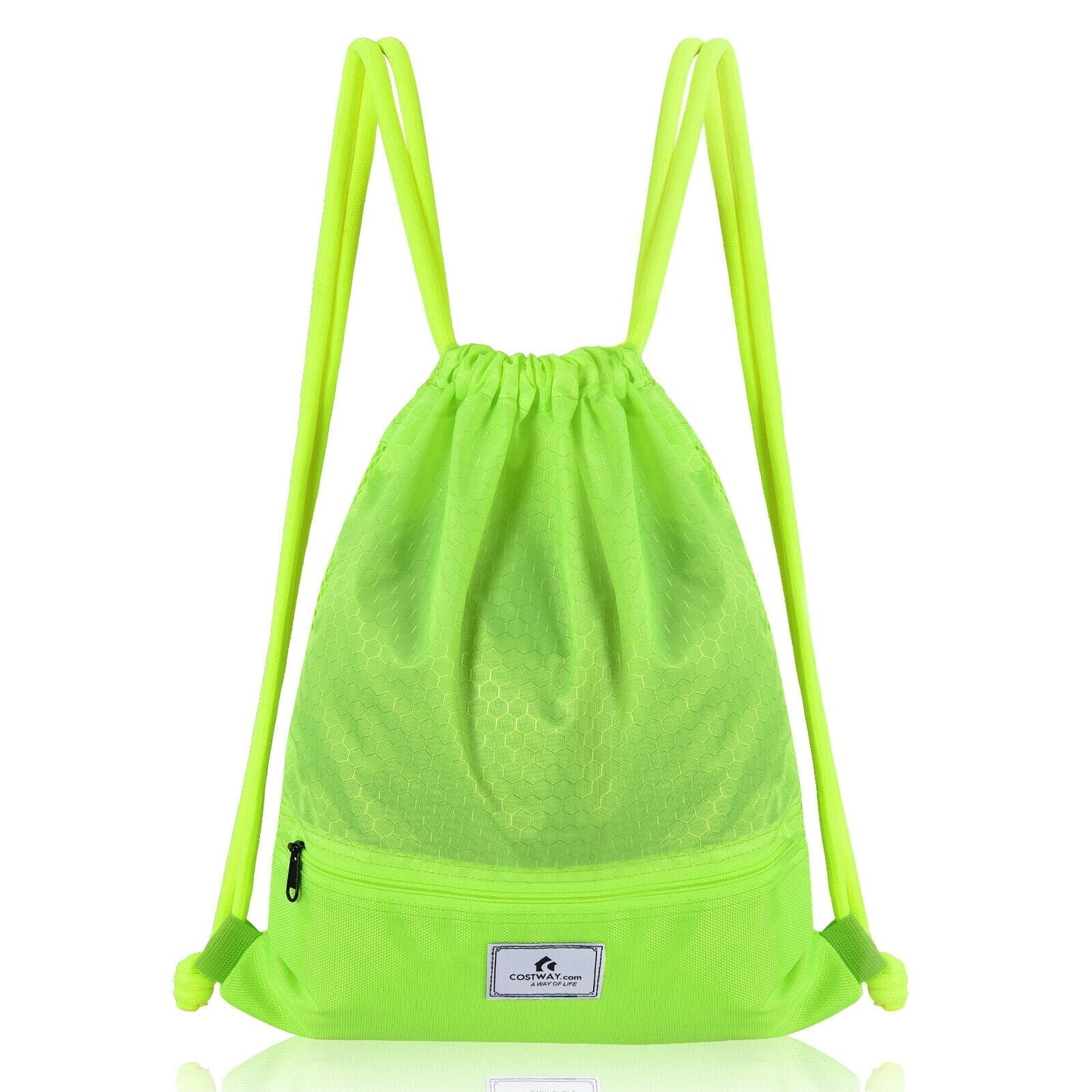 Drawstring Backpack String Bag Foldable Sports Sack with Zipper Pocket