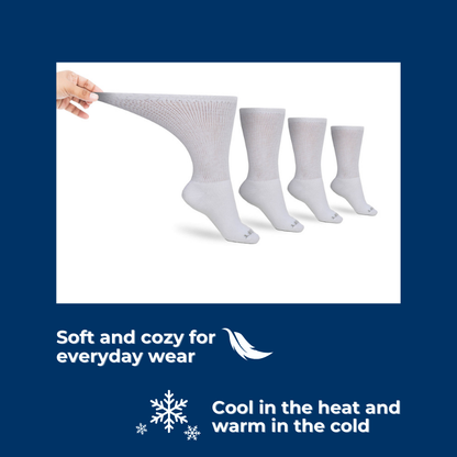 Set of four men's DSC diabetic socks, ultra-soft upper calf length, designed for comfort and support for diabetics.
