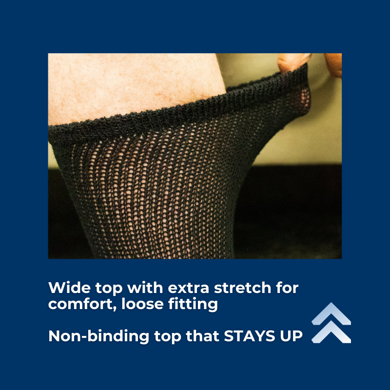 Pair of DSC men's ultra-soft upper calf diabetic socks in a 4-pack, designed for comfort and circulation support.