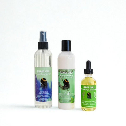 Dandruff Buster Bundle from Flower Child Loc Care LLC includes hair care products for dandruff relief and scalp health.
