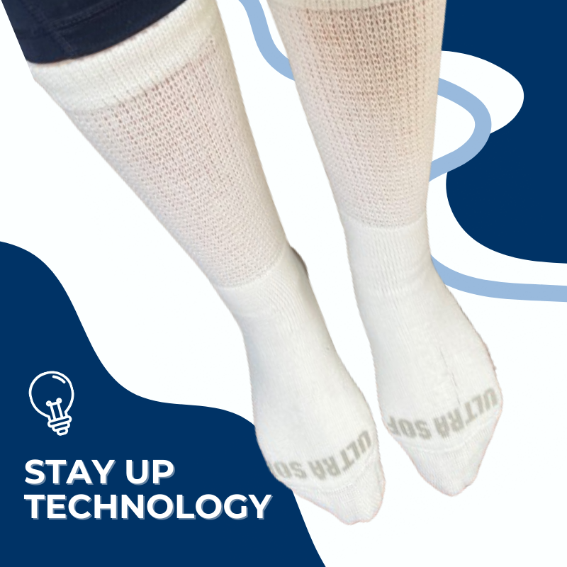 Pair of DSC men's ultra-soft upper calf diabetic socks in four-pack, featuring seamless design and breathable fabric for comfort and support.