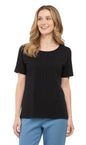 Women's Short Sleeve Cotton Knit T-shirt in Pintuck Style